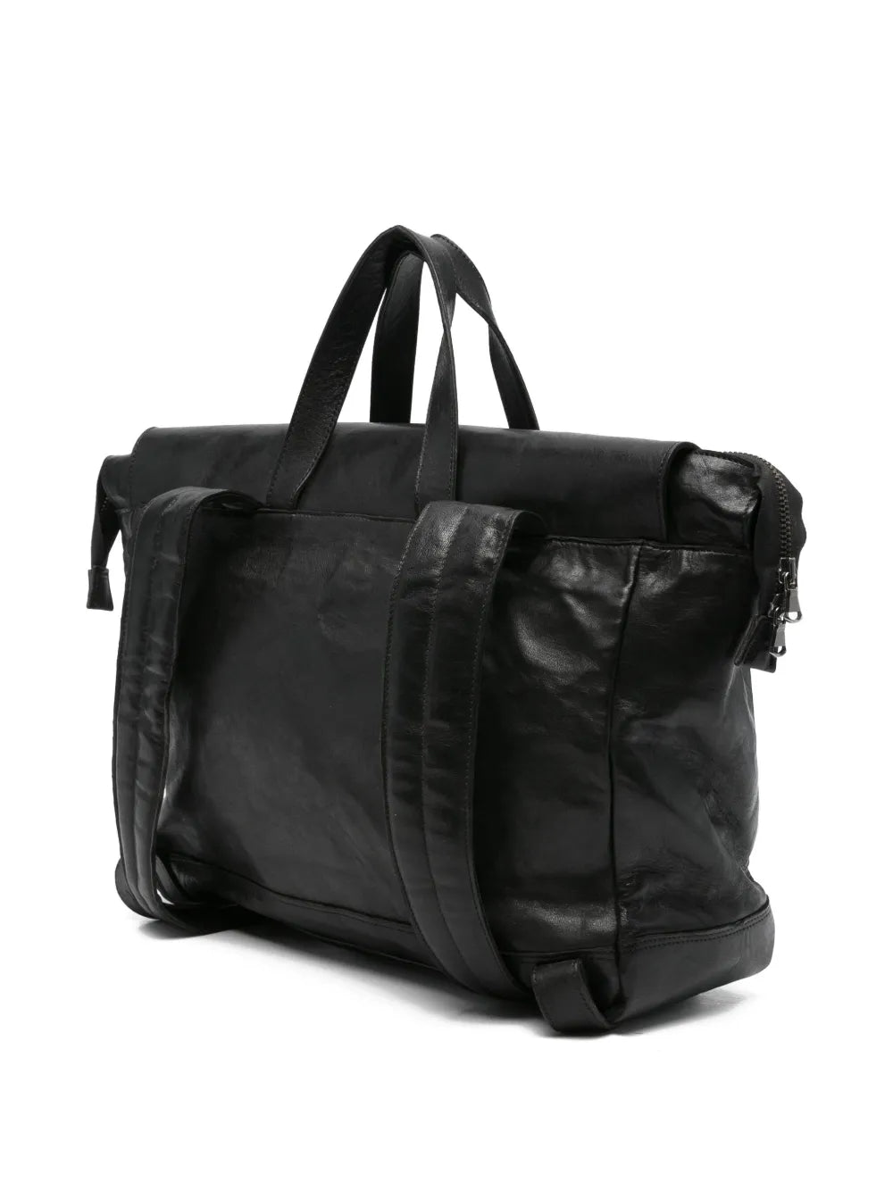 Sommet Harley black leather backpack handmade in Italy – vegetable-tanned cowhide, briefcase style, luxury Italian craftsmanship.