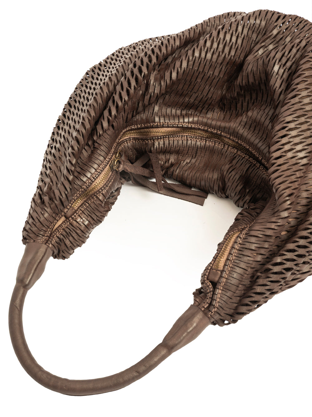 Sommet handmade leather hobo bag in Testa di Moro, large size M 50x50 cm, bucket design made in Italy