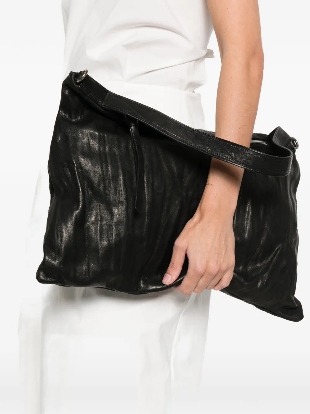 Sommet Lexi Medium black wrinkled leather bag laptop 35x45 crossbody option