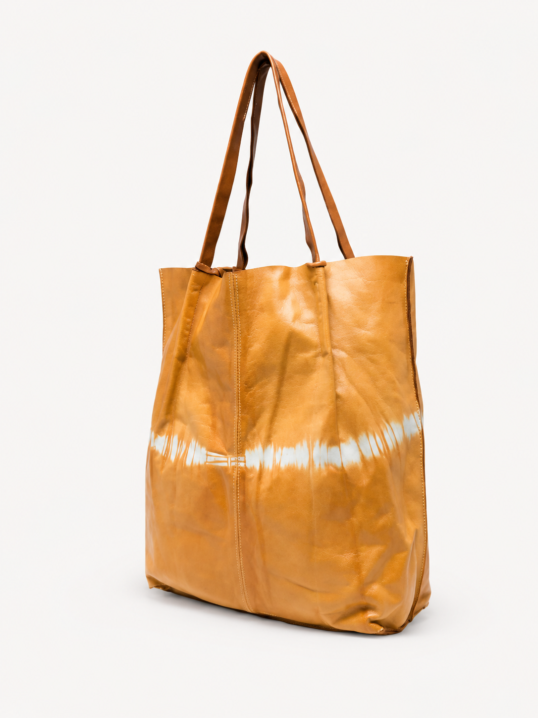 SOMMET NARA Tie-Dye large tote bag in ocher vegetable-tanned leather, handmade in Italy