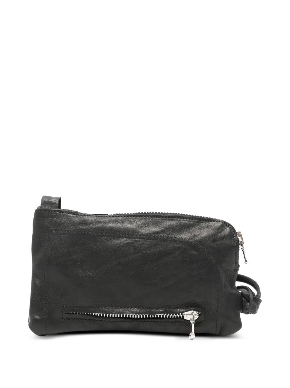 Sommet Neck black leather phone wallet with card and coin compartments, adjustable strap for neck or crossbody, compact everyday accessory