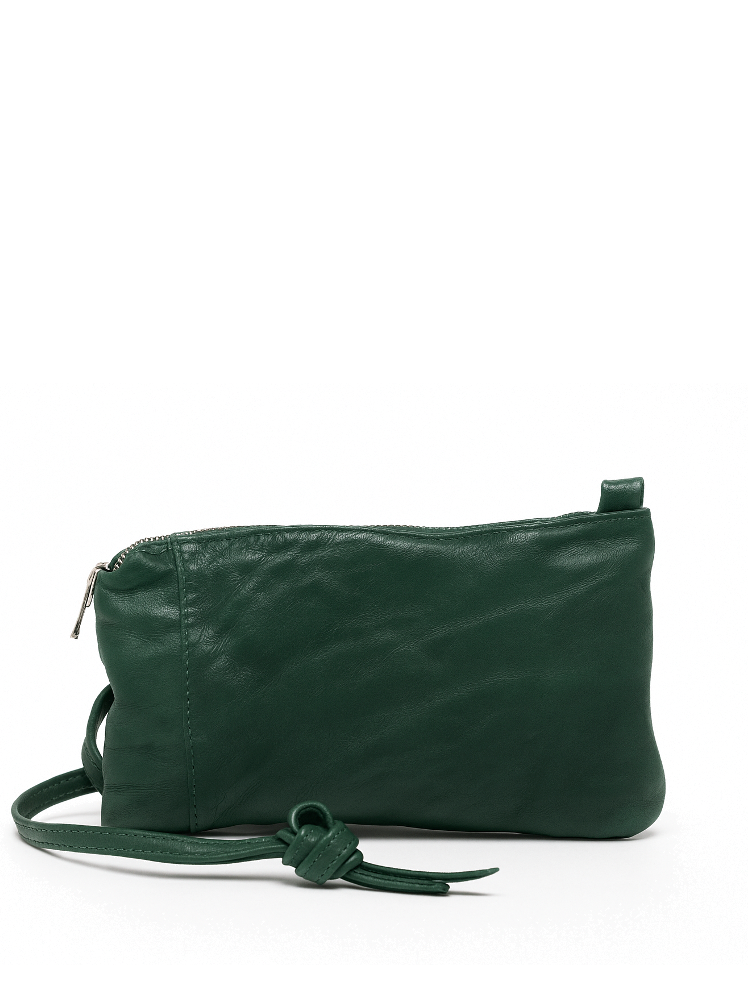 Sommet Neck phone wallet in cadet dark green vegetable tanned leather with adjustable strap for smartphone