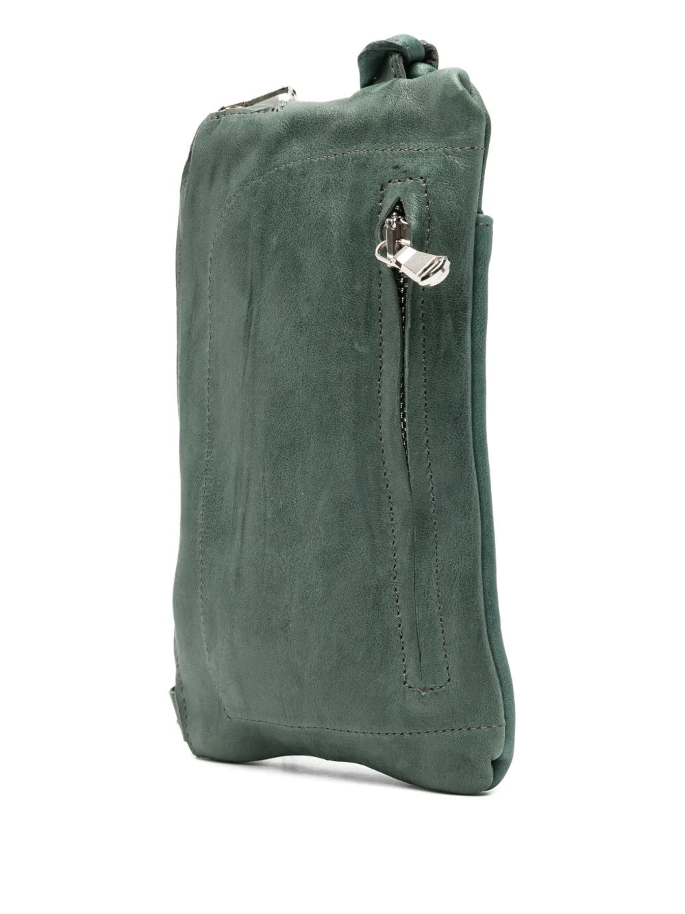 Sommet Neck phone wallet in cadet dark green vegetable tanned leather with adjustable strap for smartphone
