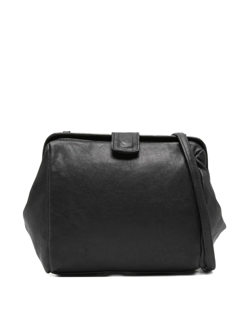 Sommet black lambskin clutch and crossbody bag with detachable adjustable strap, handmade in Italy
