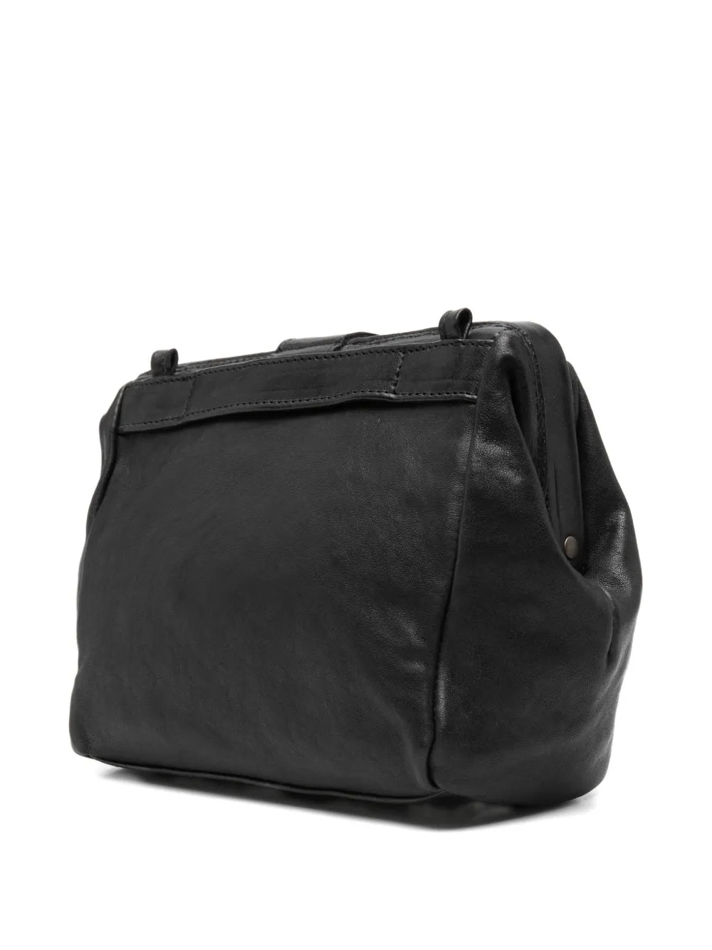 Sommet black lambskin clutch and crossbody bag with detachable adjustable strap, handmade in Italy