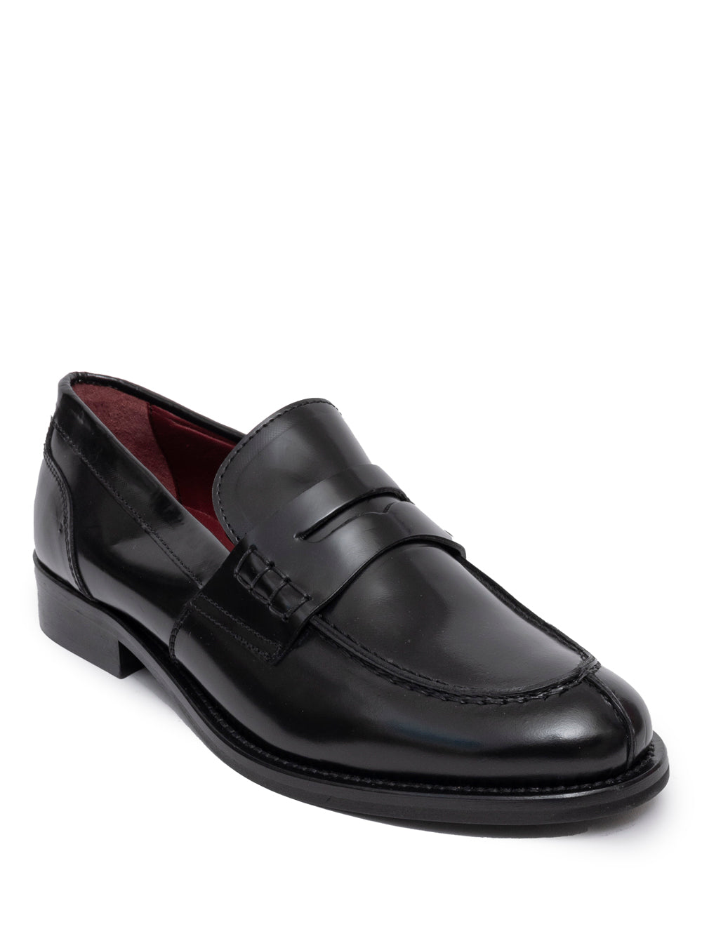 Black vegetable-tanned leather penny loafer — SOMMET handmade in Italy