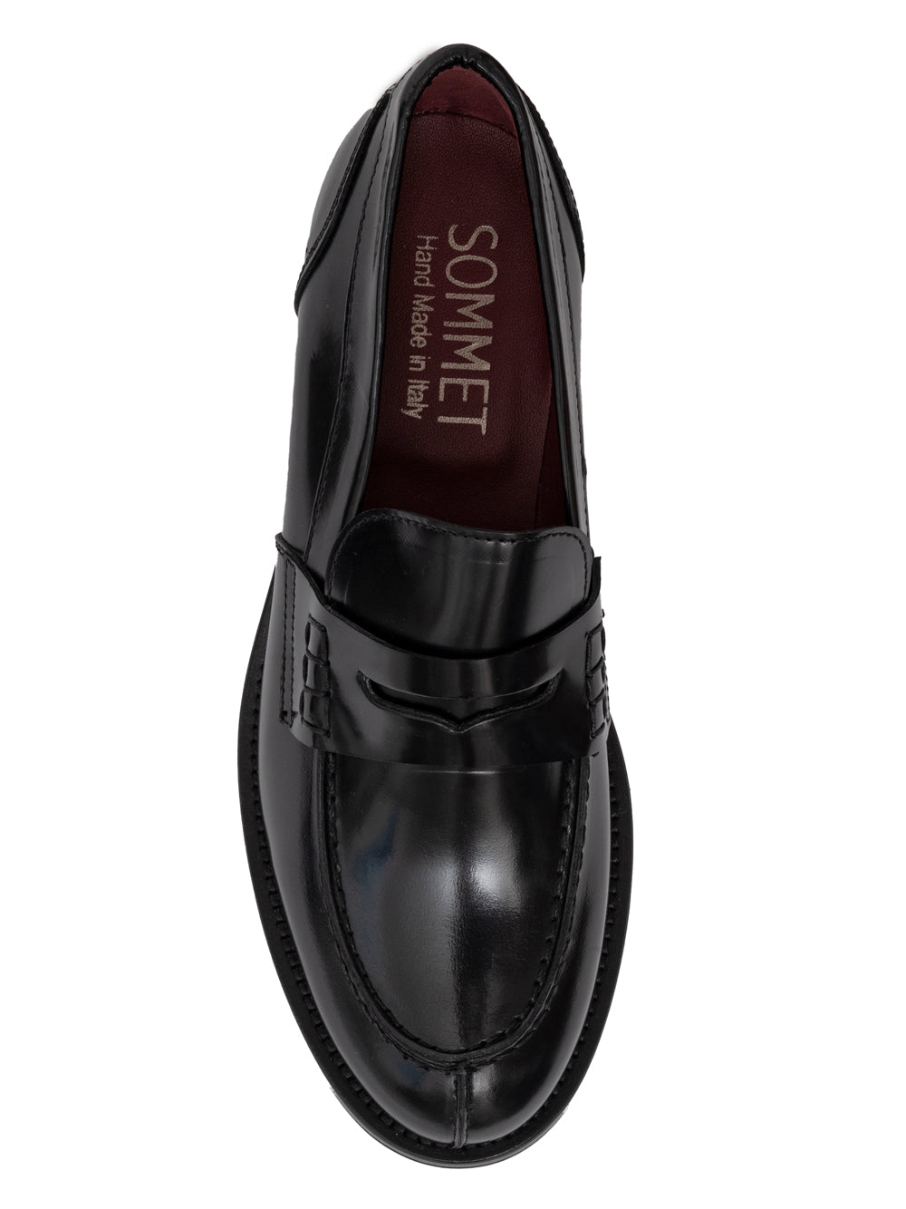 Black vegetable-tanned leather penny loafer — SOMMET handmade in Italy