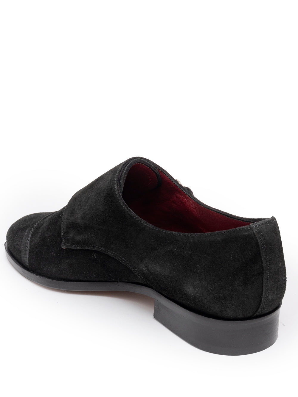 Black suede double monk strap — silver buckles — SOMMET handmade in Italy