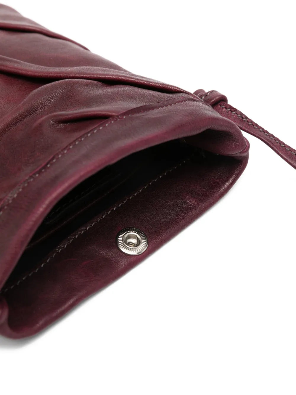 Sommet Paloma Plum burgundy leather small crossbody bag for phone, adjustable strap, handmade in Italy