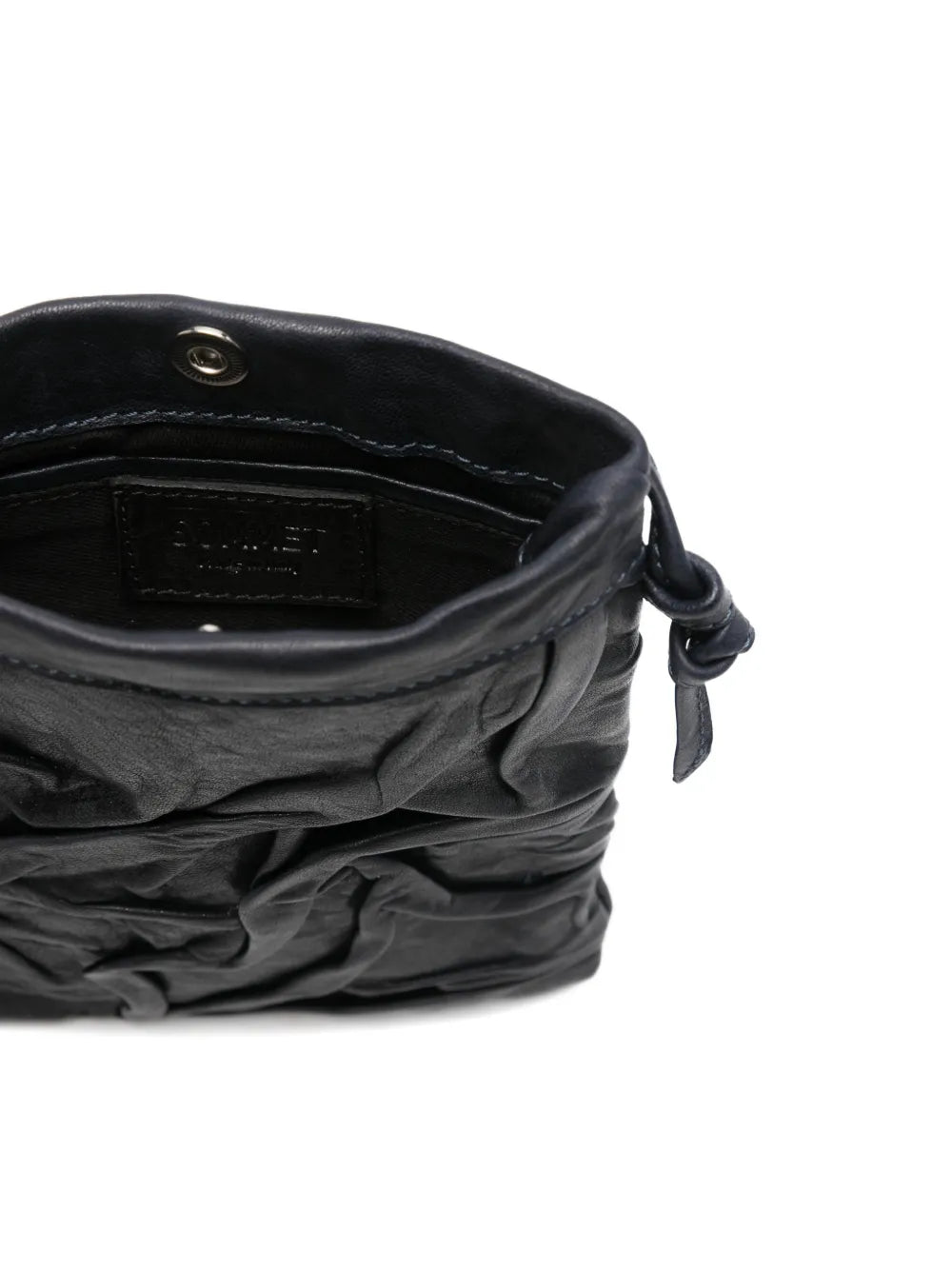 Sommet Paloma Plum ocean blue leather small crossbody phone bag with adjustable strap handmade in Italy