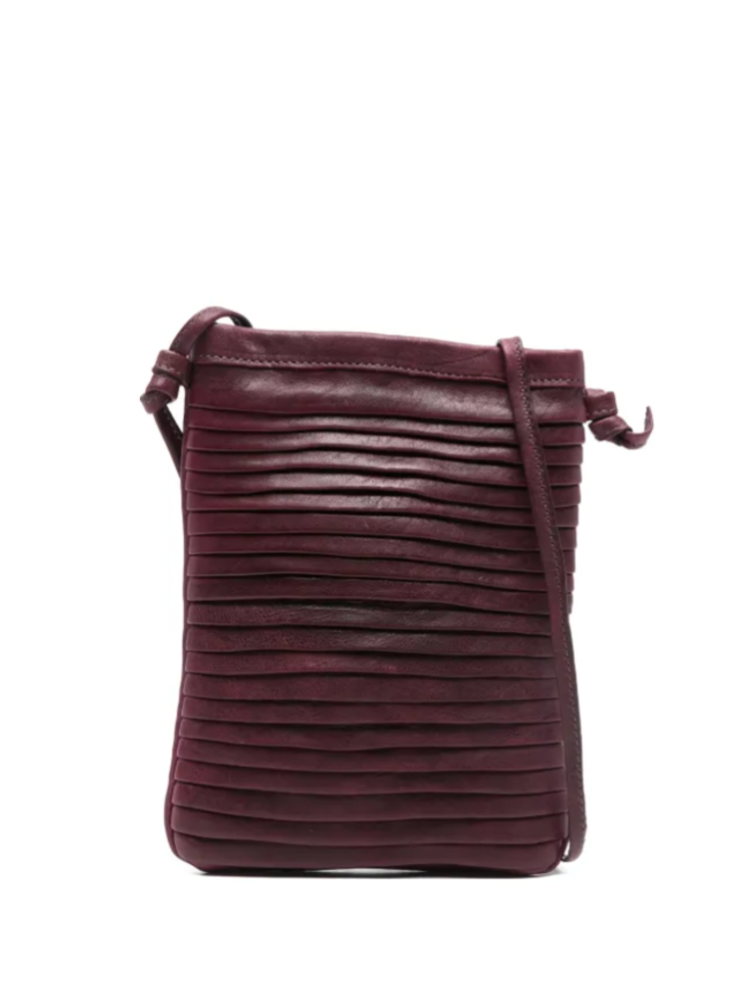 Handcrafted Sommet Paloma Rows barolo leather crossbody phone bag with clip closure