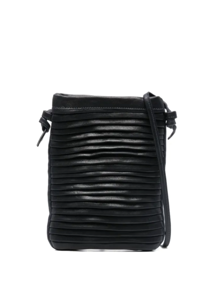 Handmade Sommet Paloma Rows ocean blue leather crossbody phone bag with clip closure