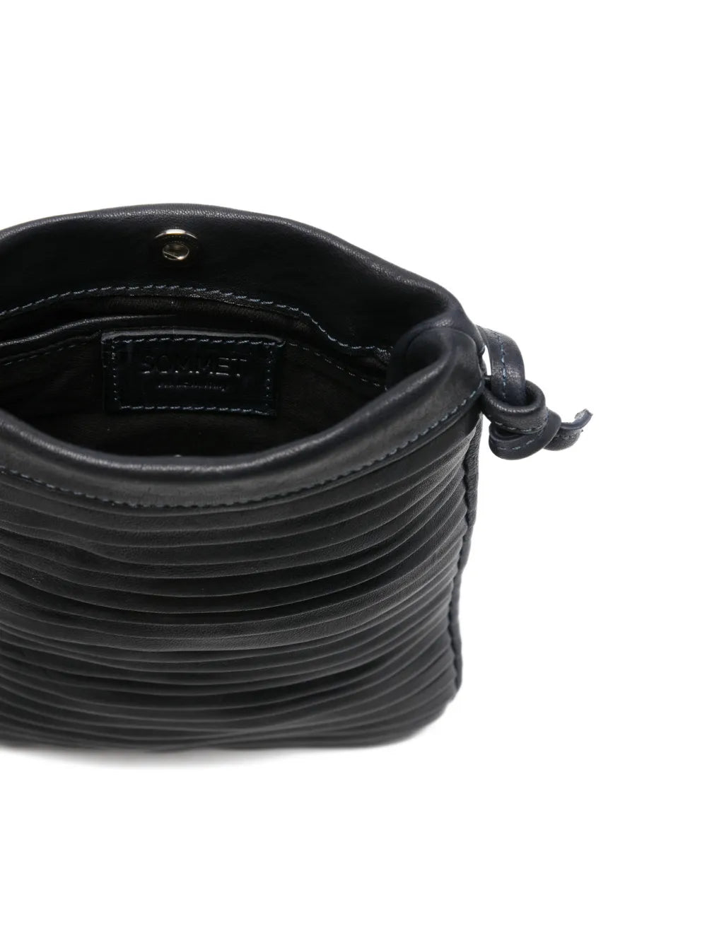 Handmade Sommet Paloma Rows ocean blue leather crossbody phone bag with clip closure