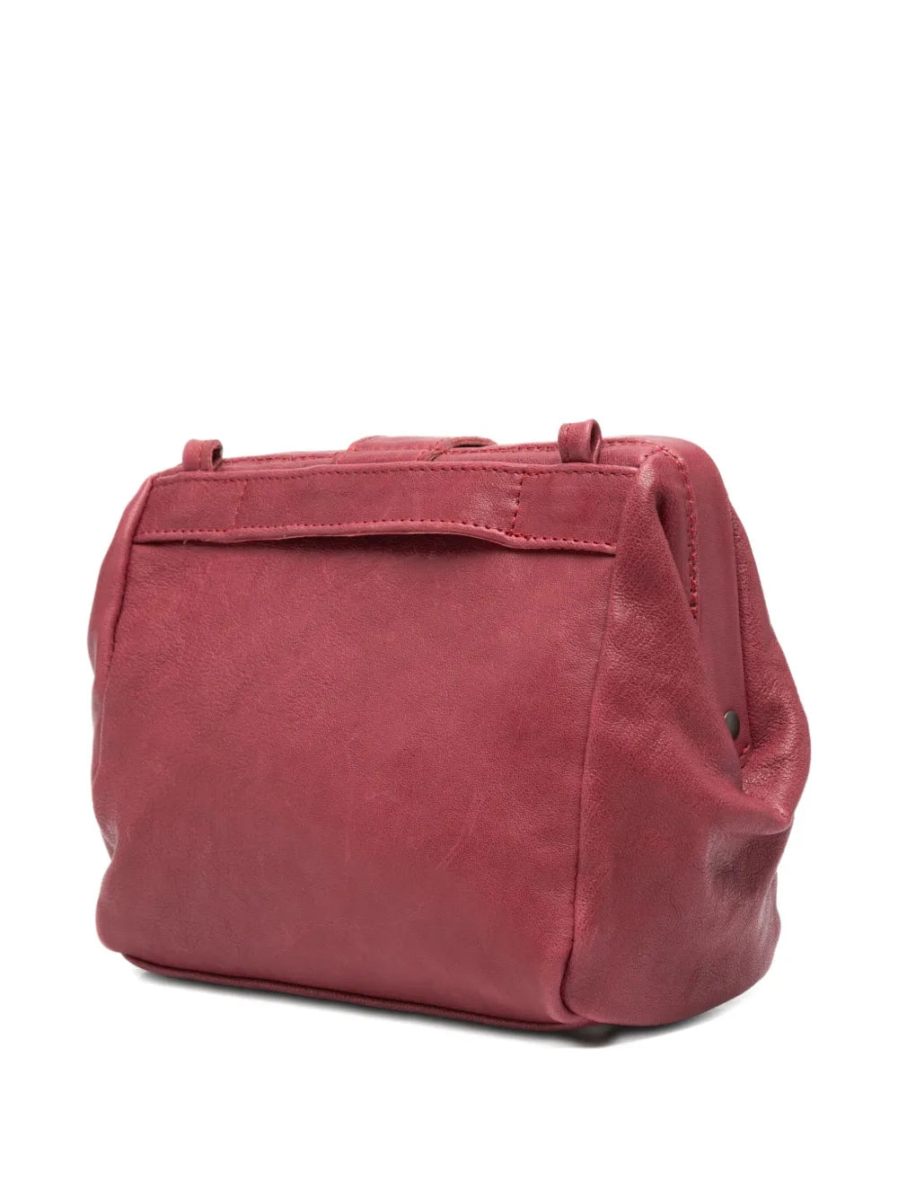 Sommet prugna lambskin clutch and crossbody bag with detachable leather strap, handmade in Italy