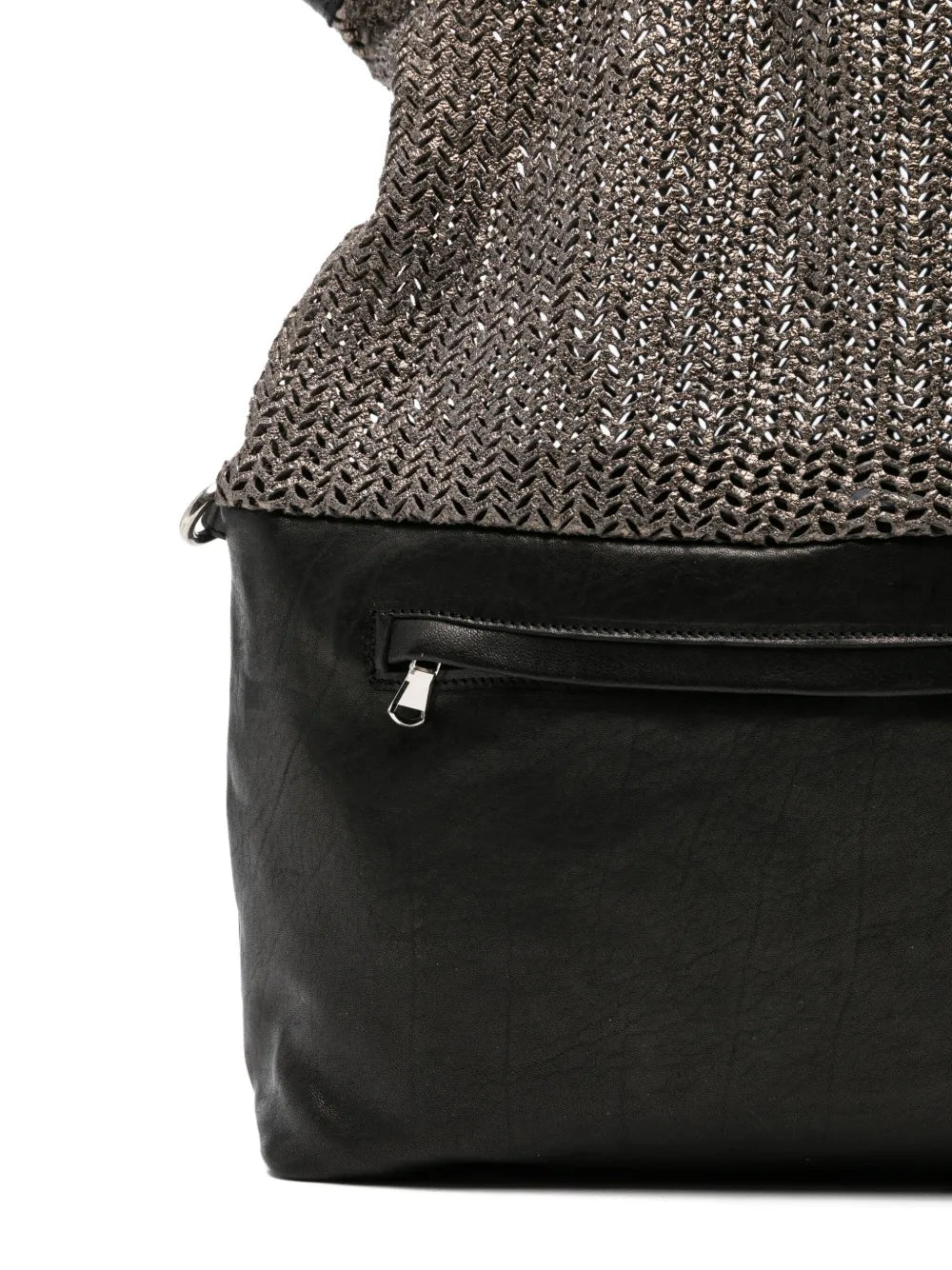 Sommet SIVIGLIA bronze and black perforated leather tote bag handmade in Italy with waxed finish and adjustable strap