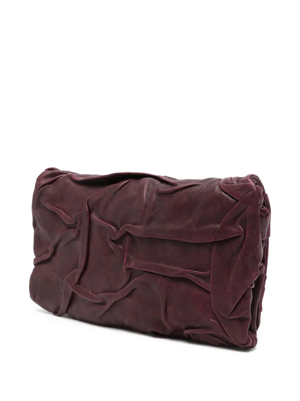 Sommet Soffieta Plum bag Barolo color with hand-molded folded vegetable-tanned leather, adjustable strap, handmade in Italy