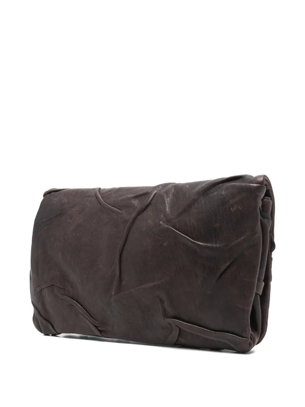 Sommet Soffieta Plum coffee vegetable-tanned leather bag with hand-molded folds and adjustable strap, handmade in Italy