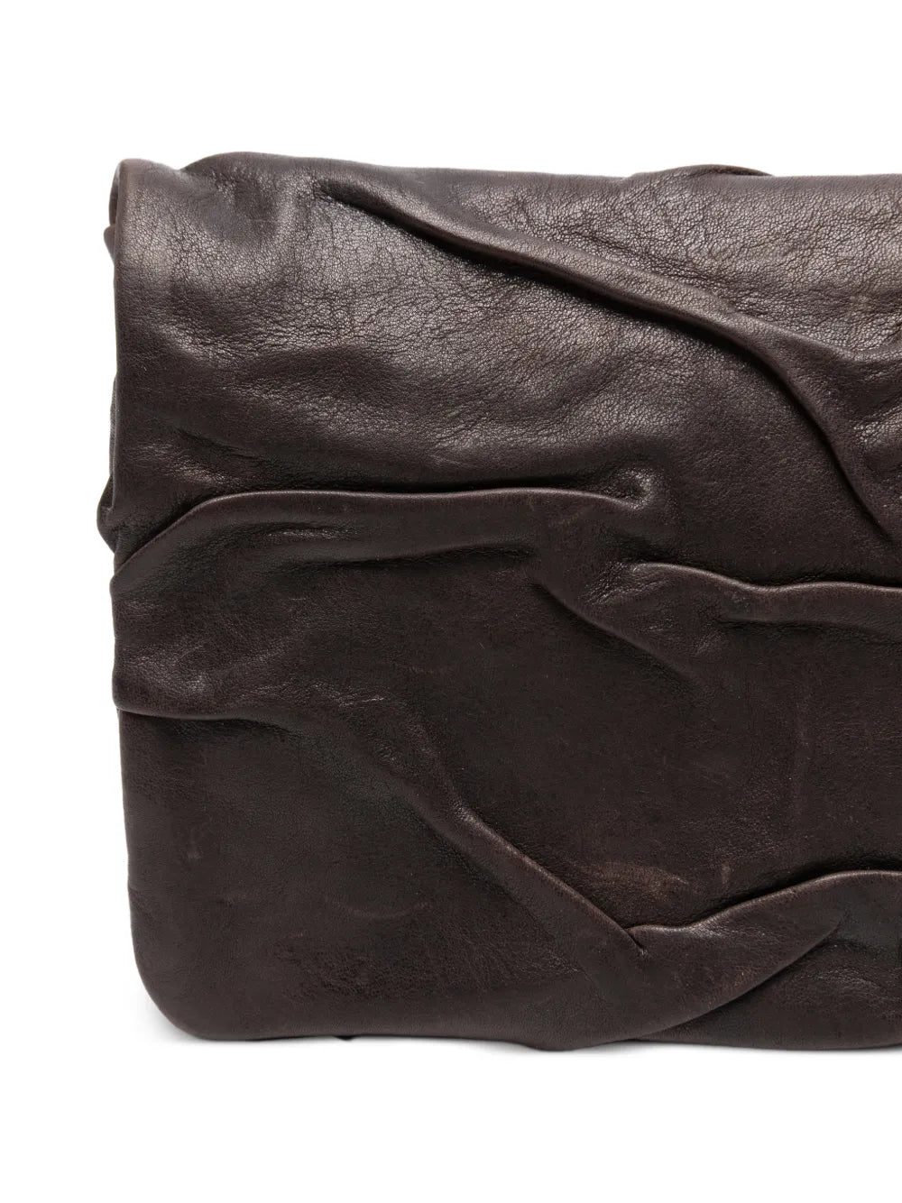 Sommet Soffieta Plum coffee vegetable-tanned leather bag with hand-molded folds and adjustable strap, handmade in Italy