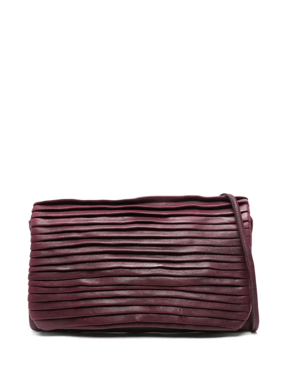 Sommet Soffieta Row bag in Barolo burgundy vegetable-tanned pleated leather with adjustable strap, handmade in Italy