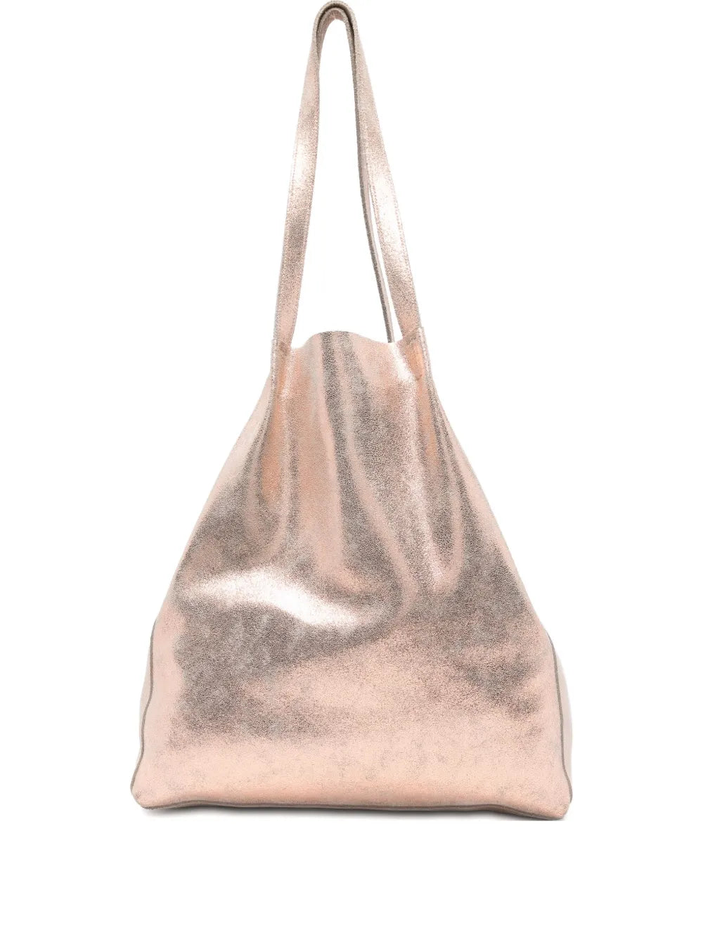 Champagne leather shopper bag SUMMER by Sommet with removable inner pouch – handcrafted Italian vegetable-tanned leather.