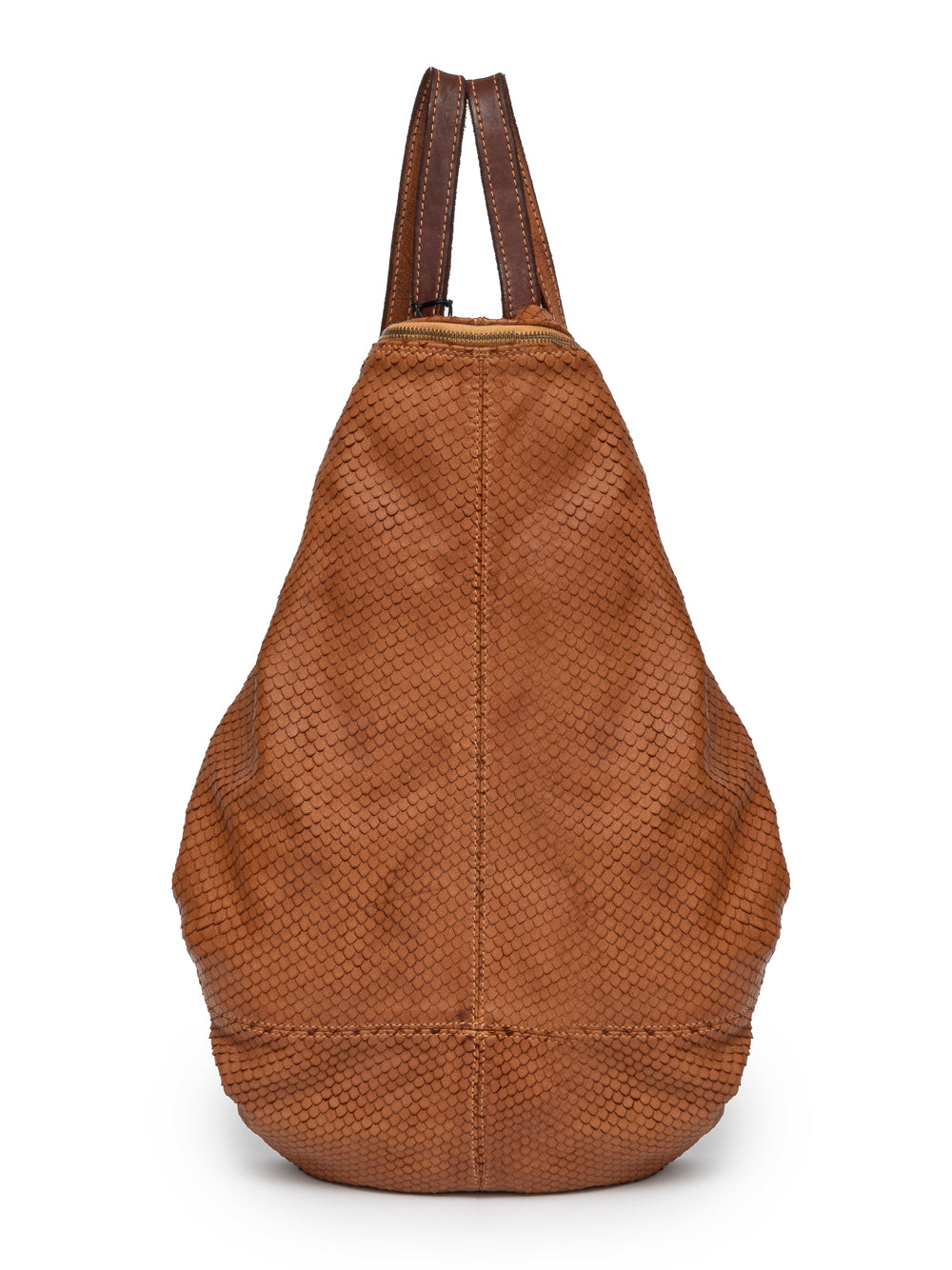 Sommet unisex textured tan leather backpack handmade in Italy – vegetable-tanned cowhide, natural dyes, artisanal design.