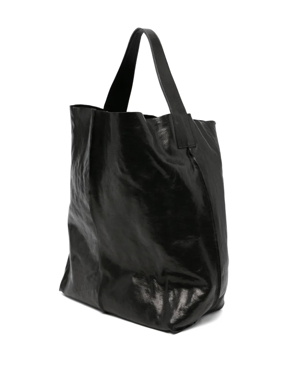 Sommet Sahara hobo bag in black vegetable-tanned leather, handmade in Italy with removable interior pouch.