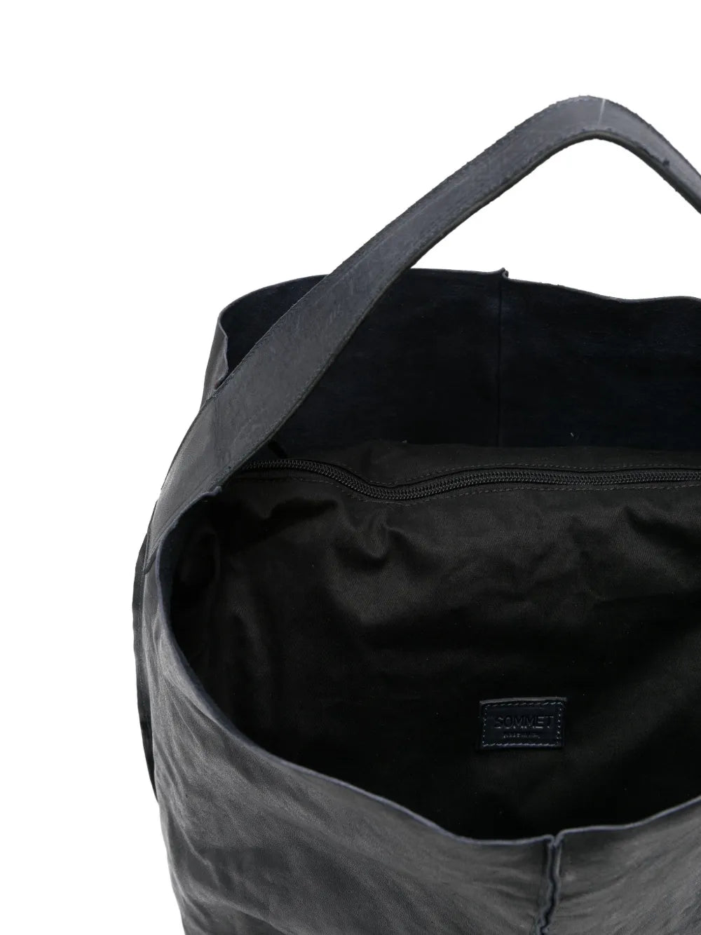 Sommet Sahara hobo bag in ocean blue vegetable-tanned leather, handmade in Italy with removable interior pouch.