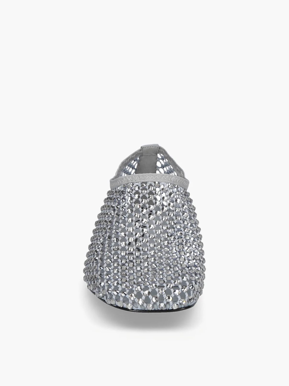 Stone grey ballerina flats with rhinestones, elegant women’s flat shoes with jewel finish. Strategia Shoes