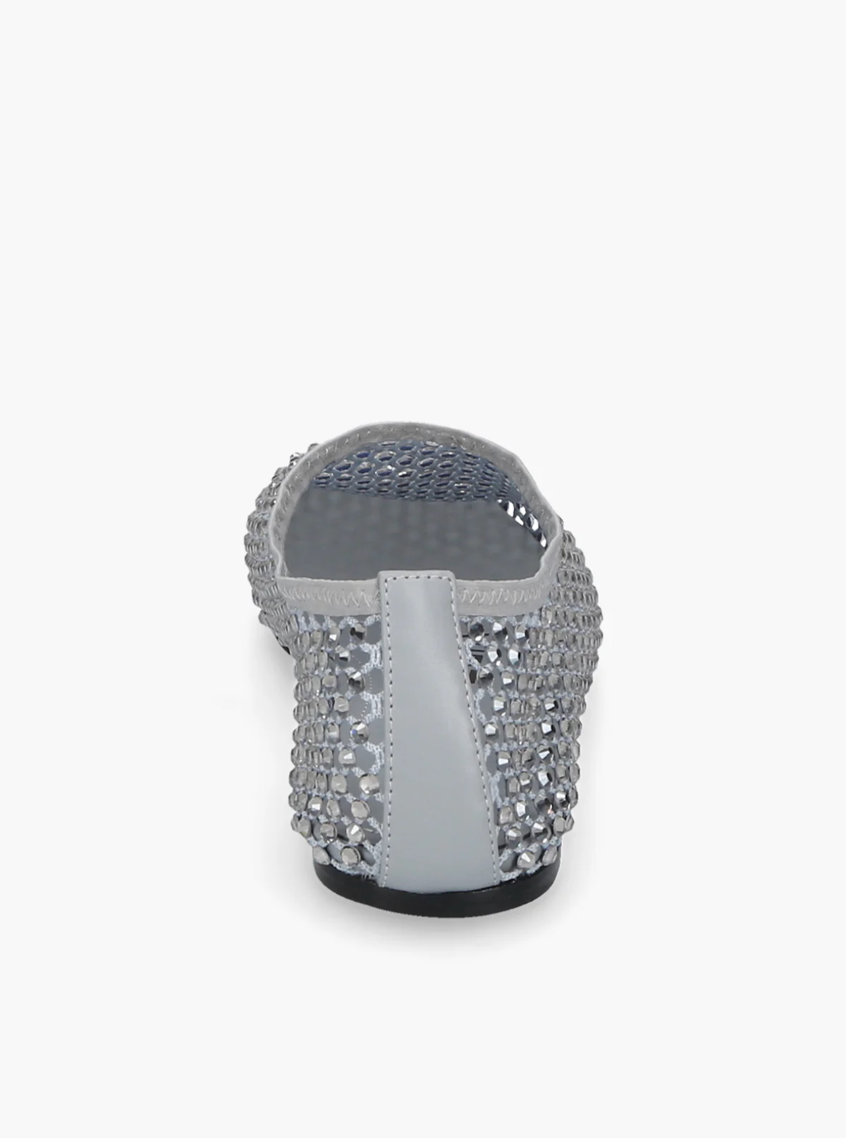 Stone grey ballerina flats with rhinestones, elegant women’s flat shoes with jewel finish. Strategia Shoes