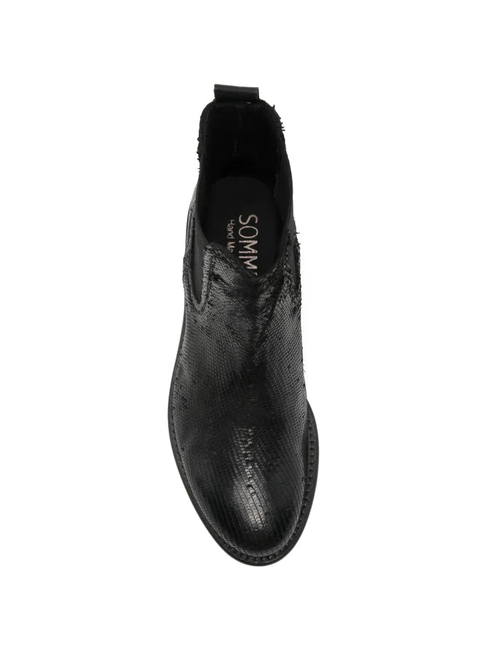 Women’s Chelsea boot by SOMMET in black cochinilla leather, handmade in Italy