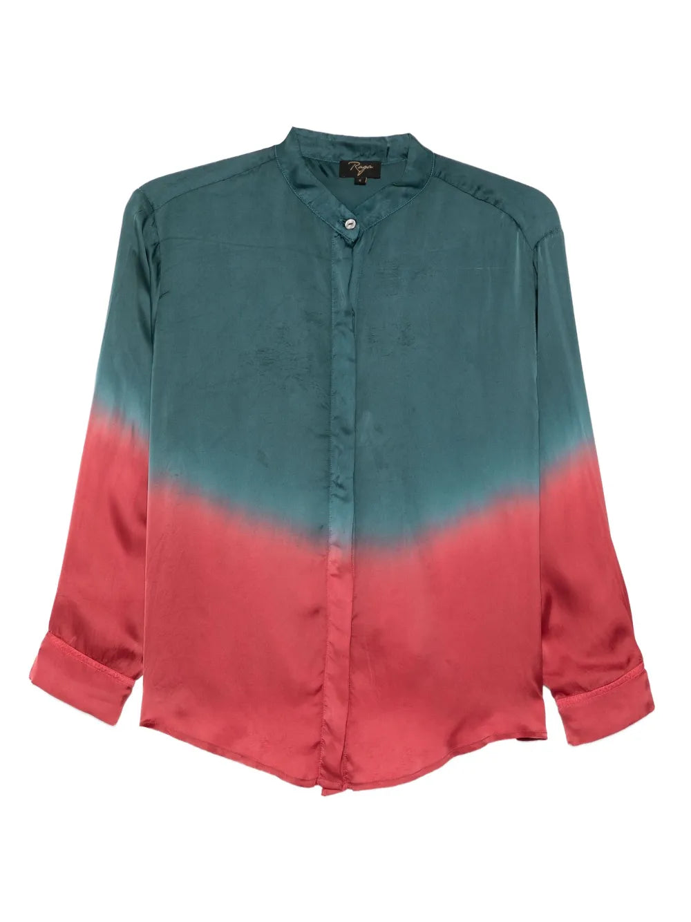 Yavï tie-dye shirt in 100% cupro with green and coral gradient