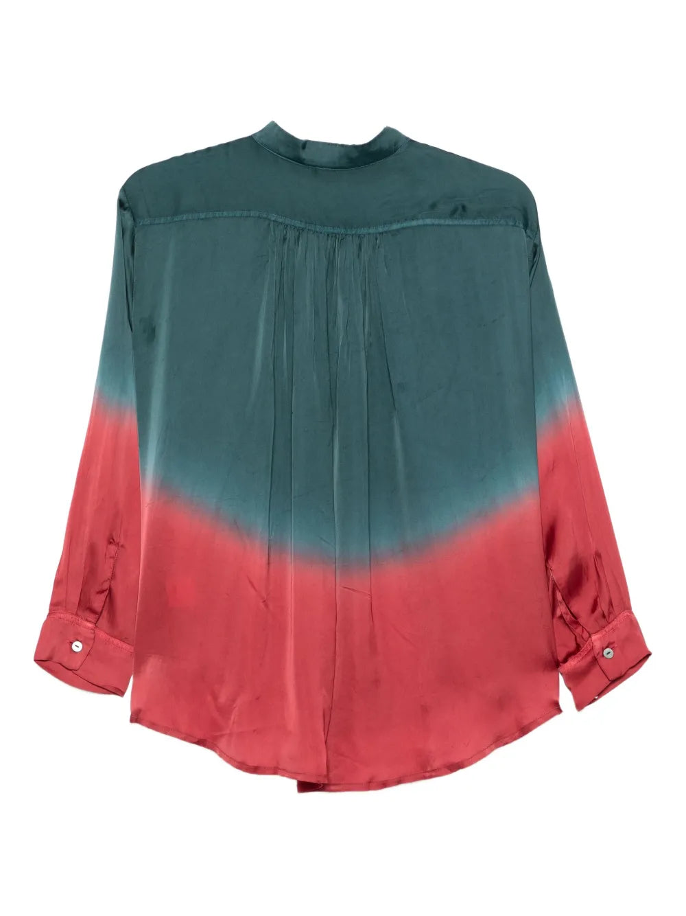 Yavï tie-dye shirt in 100% cupro with green and coral gradient