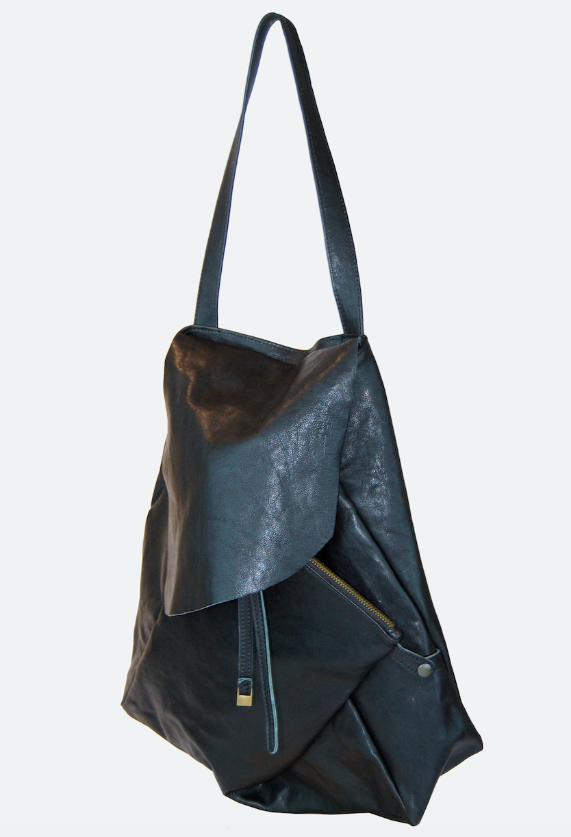 Mialuis Bolso negro de piel 35 x 45 cm.