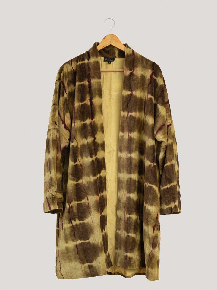 Grüner Samt-3/4-Kimono