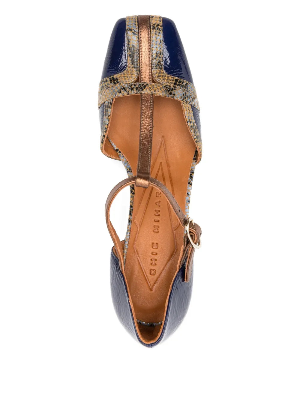 Zapato Azul - Cobre Tacón Medio