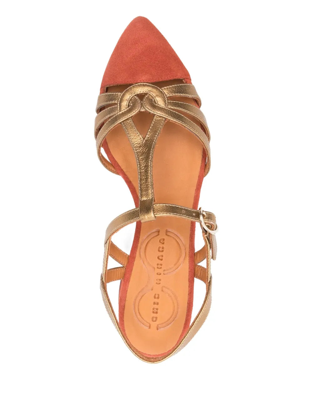 Zapato Tacón Medio Teja - Oro