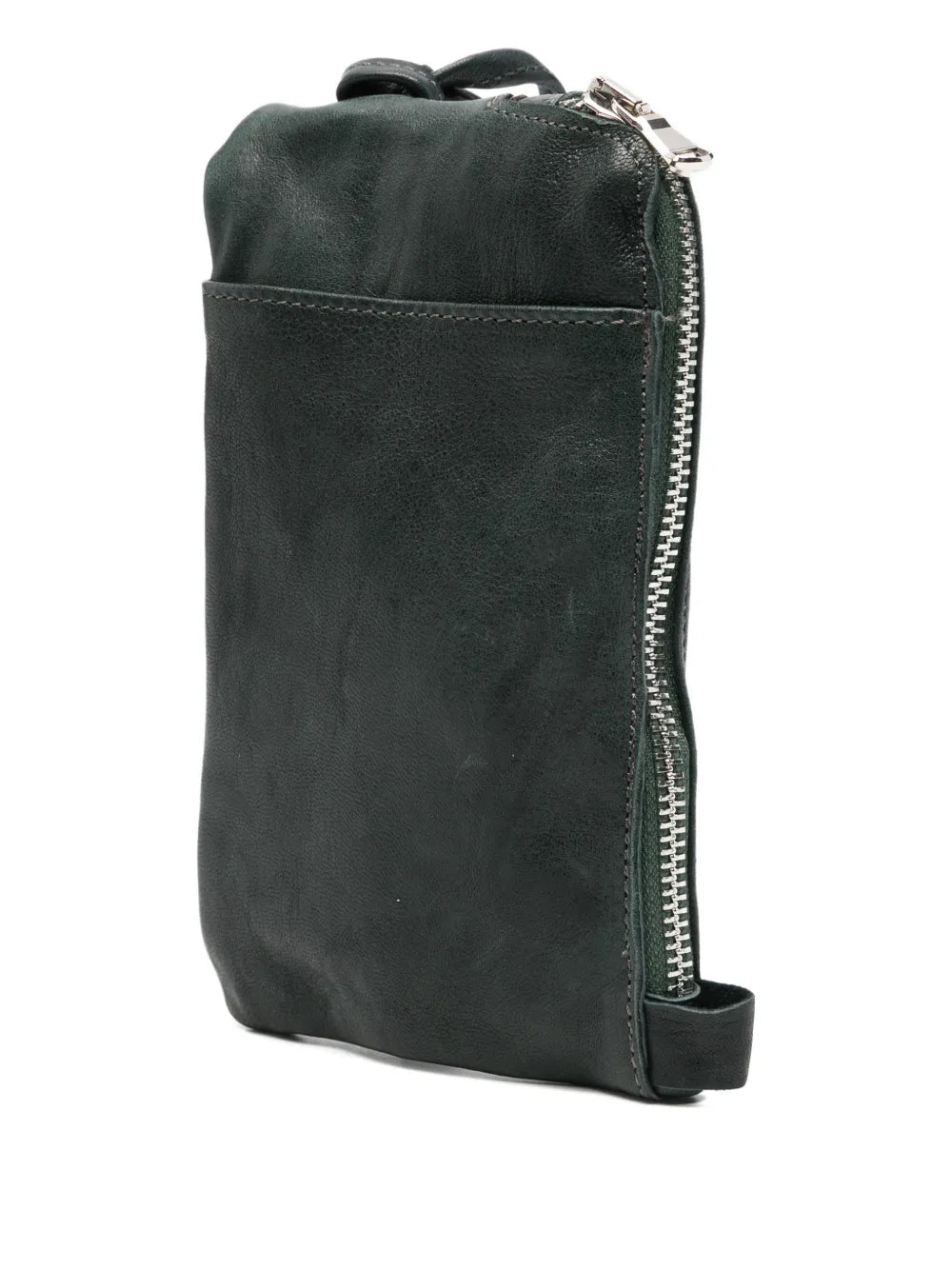 Sommet Neck phone wallet in forest green vegetable tanned leather with adjustable strap for smartphone