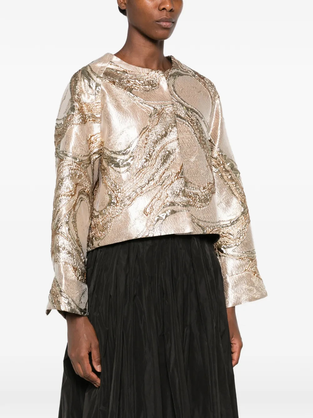 Chaqueta jacquard dorada metalizada SUSANNE BOMMER vista frontal