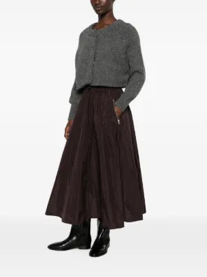 Falda de Tafetán con Cremalleras — Dark Bordeaux