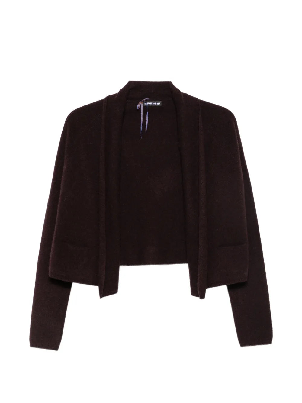 SUSANNE BOMMER dark bordeaux cropped cashmere cardigan with shawl collar