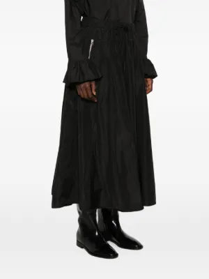 SUSANNE BOMMER black taffeta skirt with silver-tone zip details