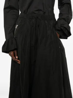 SUSANNE BOMMER Coal Black taffeta skirt with zipped pockets