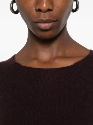 SUSANNE BOMMER burgundy short sleeve cashmere knitwear