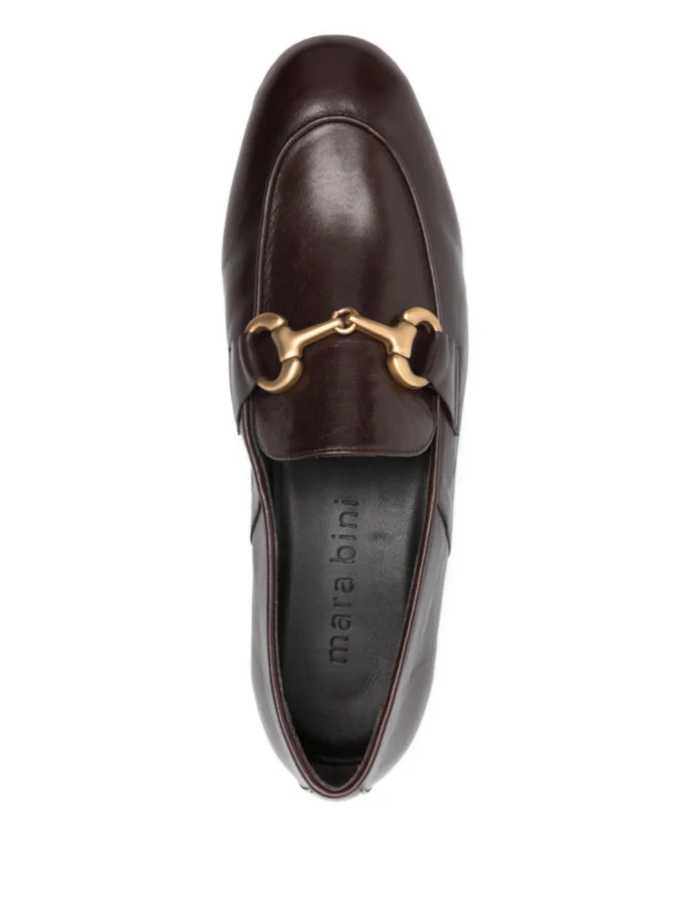Mara Bini PAT Testa di Moro dark brown calf leather loafer with metal buckle, ultra-flexible sacchetto construction, Italian craftsmanship
