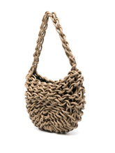 Cargar imagen en el visor de la galería, Bolso de hombro de&nbsp;&nbsp;Alienina tejido a mano con cuerda de algodón encerado. Forro de algodón, bolsillo interior y cierre de cremallera.

100% Algodón

Medida: Ancho 26 cm. Alto 33 cm.

Instrucciones de cuidado: Lavado en seco.

Color_Camel

Hecho a mano en Italia.