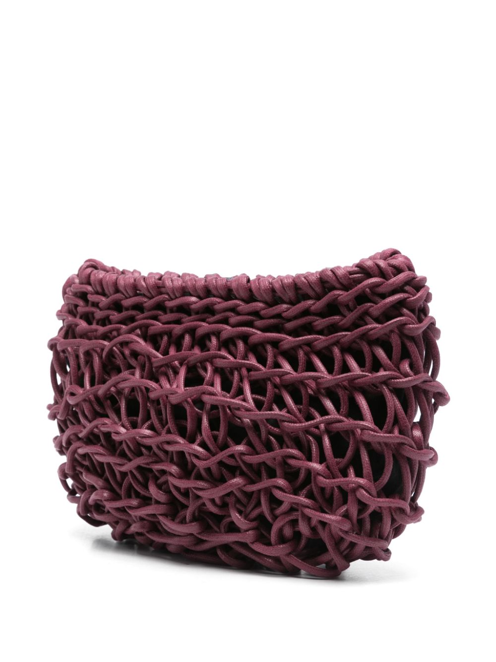 Bolso Cecilia de Alienina en color plum, tejido a mano en Italia con cuerda de algodón 100%, diseño artesanal y sostenible.

