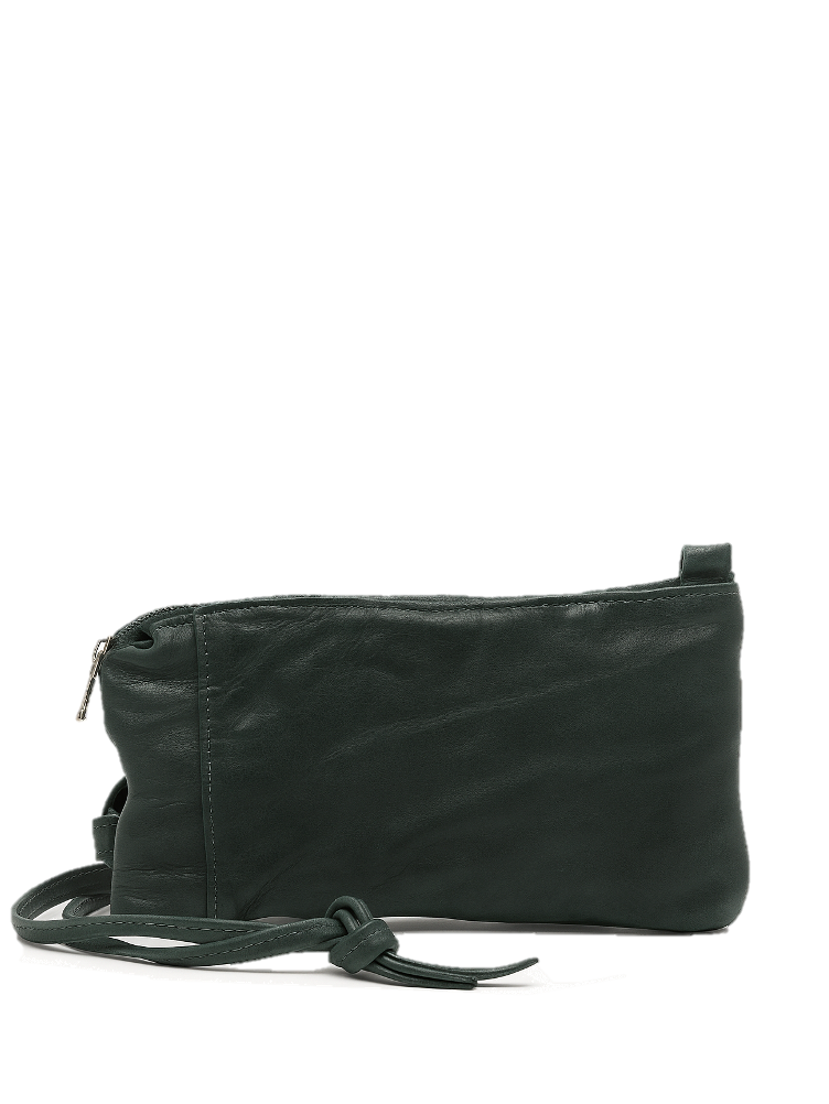 Sommet Neck phone wallet in forest green vegetable tanned leather with adjustable strap for smartphone