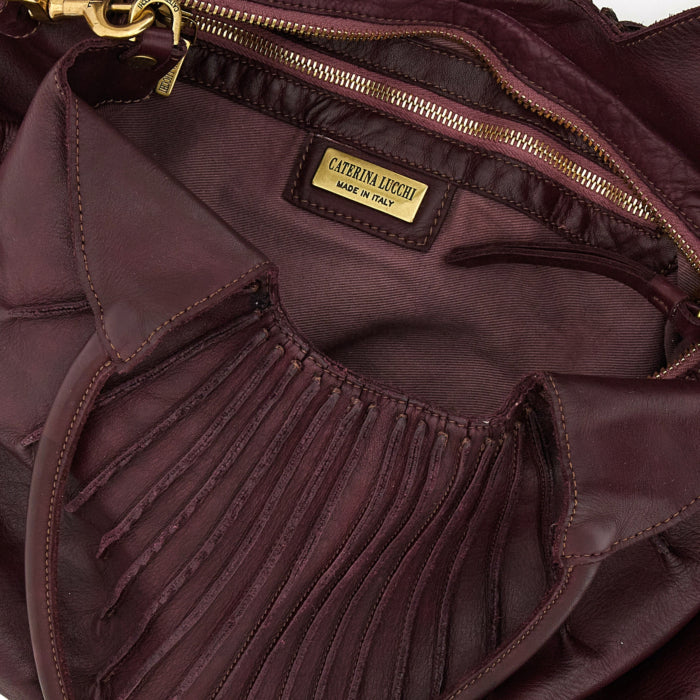 Caterina Lucchi Ornella Prugna garment-dyed calfskin leather pleat detail