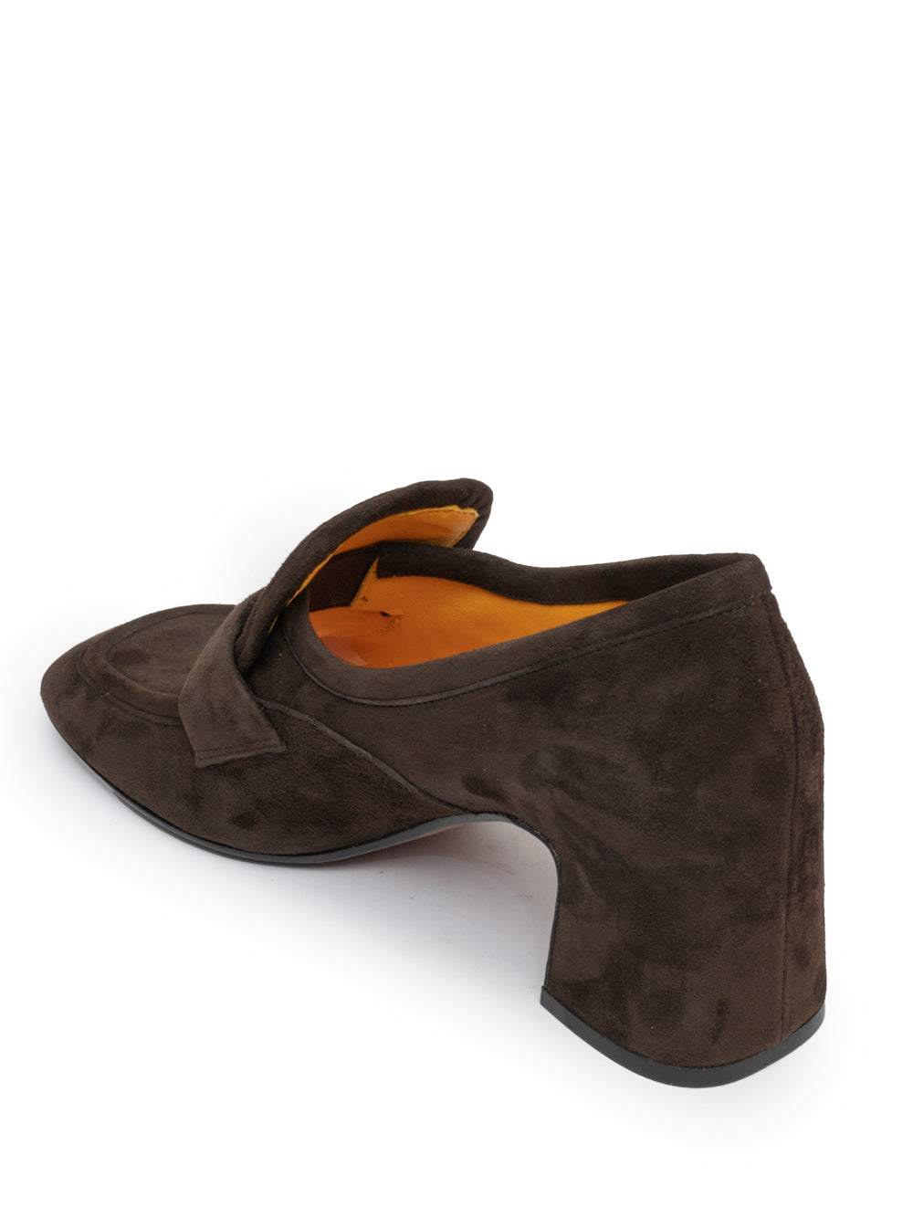 Mocasín en ante chocolate con tacón cuadrado ancho de 6 cm. La suela es de goma y flexible lo que lo hacen muy cómodo para el día a día.  Exterior_ Piel De Becerro 100% Suela_ Goma 50% Cuero 50% Forro_ Piel De Becerro 100%  Fabricado en Italia  Modelo_ Perla-R261- Mara Bini  Color_Testa_di_Moro