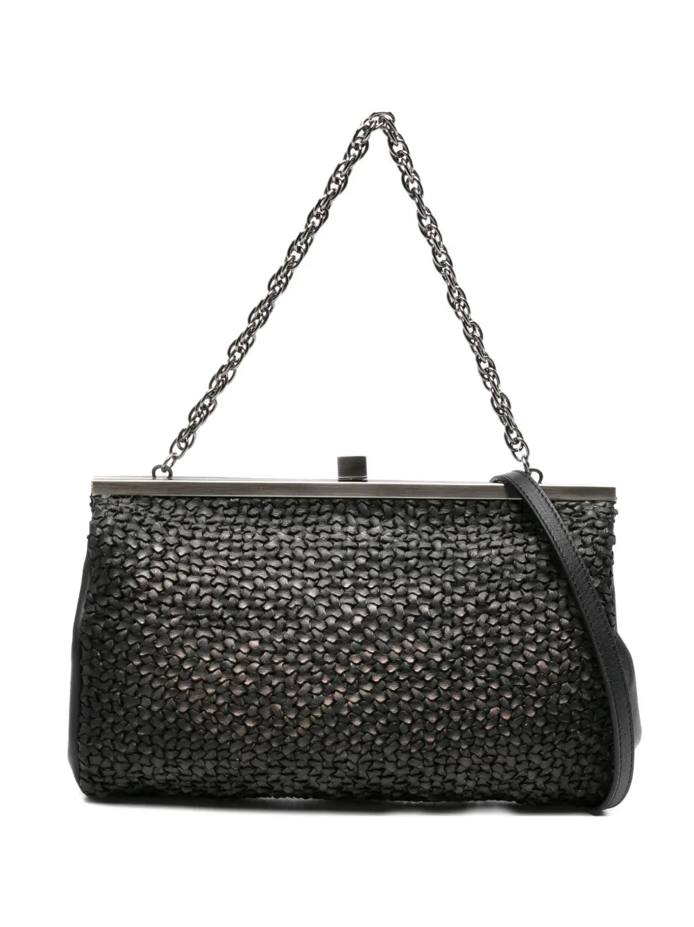 Reptile’s House woven leather handbag in Nero Metal handmade in Italy